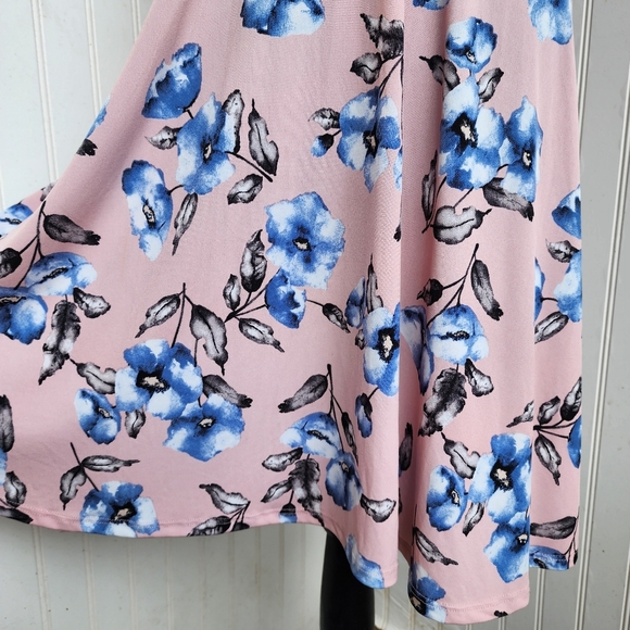 My Bump Pink Blue Floral Stretch Maternity Dress Short Sleeve Tie Back Large - Picture 4 of 12